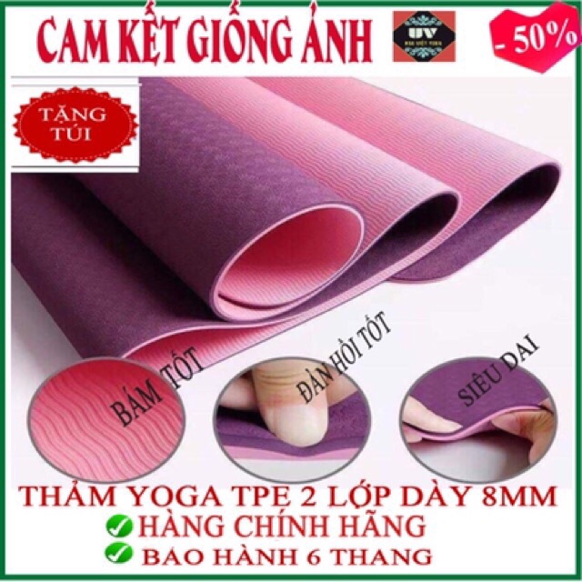 [Tặng Kèm Túi] Thảm YOGA TPE 2 lớp 6mm. Thảm yoga TPE chuẩn giá kho.