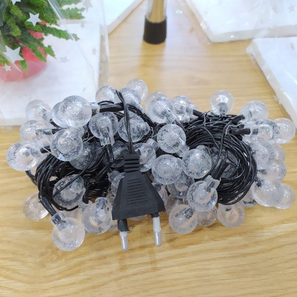 Đèn  LED bi CHERRY, Bọt Nước 8m 50 bóng Dây Đèn Trang Trí Cây Tết, trang trí quán Cafe, nhà cửa, quán ăn, ánh sáng vàng
