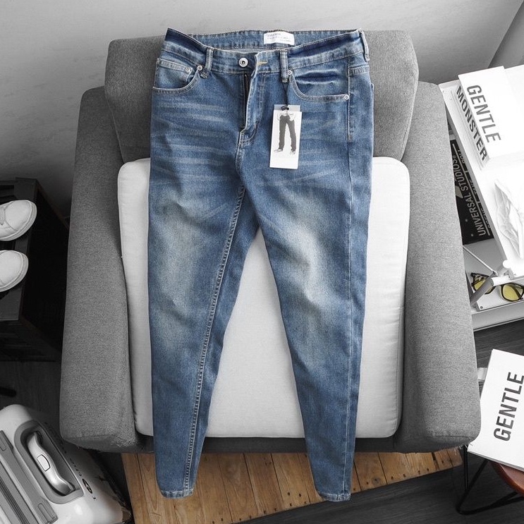 Quần jean nam xanh nhạt hàng cao cấp VNXK co giãn slimfit