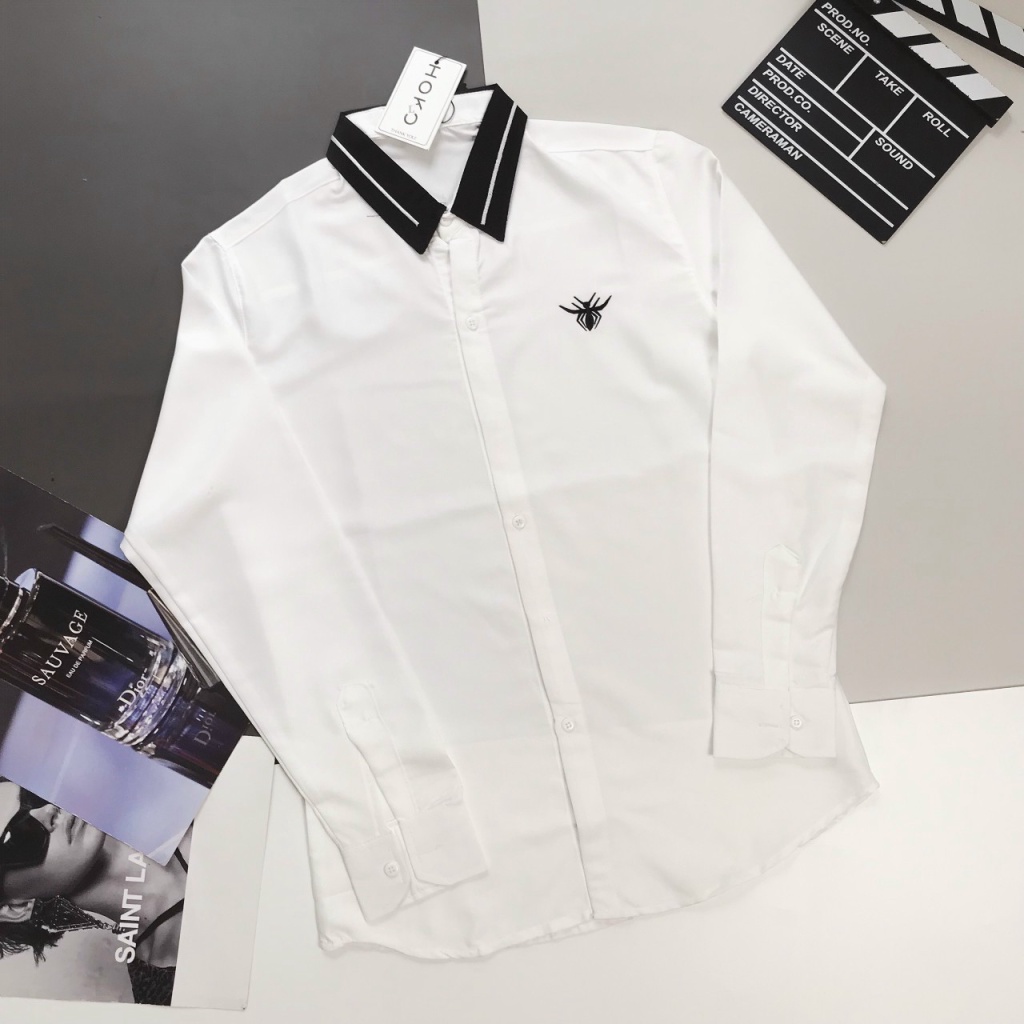 Áo Sơ Mi Nam Tay Dài Con Nhện Cổ Bẻ Nam Tính 2 Màu Dễ Phối Đồ Lịch Lãm, Chất Kate Lụa Mịn Mát Mặc Đẹp [NEW UNISEX]