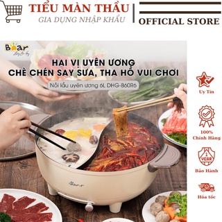 Nồi lẩu uyên ương 6l bear dhg-b60r6.bh 12 tháng
