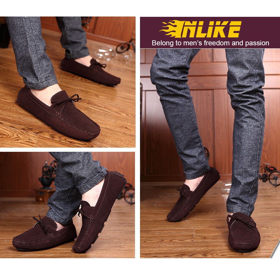 Giày da lộn chất liệu da bò thật thời trang sang trọng lịch lãm cho nam