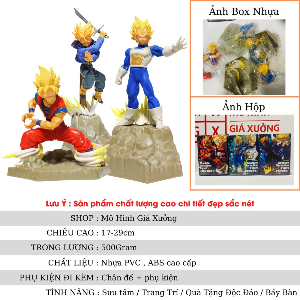 Mô hình Dragon Ball Bộ 3 Nhân Vật Songoku - Vegata - Trunks Cao 17-29 cm -  mô hình figure 7 viên ngọc rồng  giá xưởng