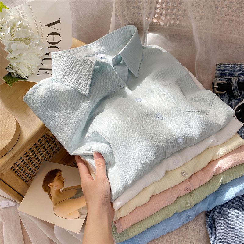 Sơ Mi Nhăn Màu pastel nhẹ nhàng phong cách Hàn Quốc❤️