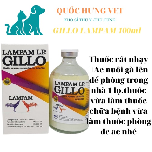 GILLO LAMPAM THÁI- KHÒ KHÈ, SỔ MŨI, PHÂN XẤU CHO GÀ ĐÁ CHAI 100ML- T.R.Ị BÁCH BỆNH - QUỐC HƯNG VET