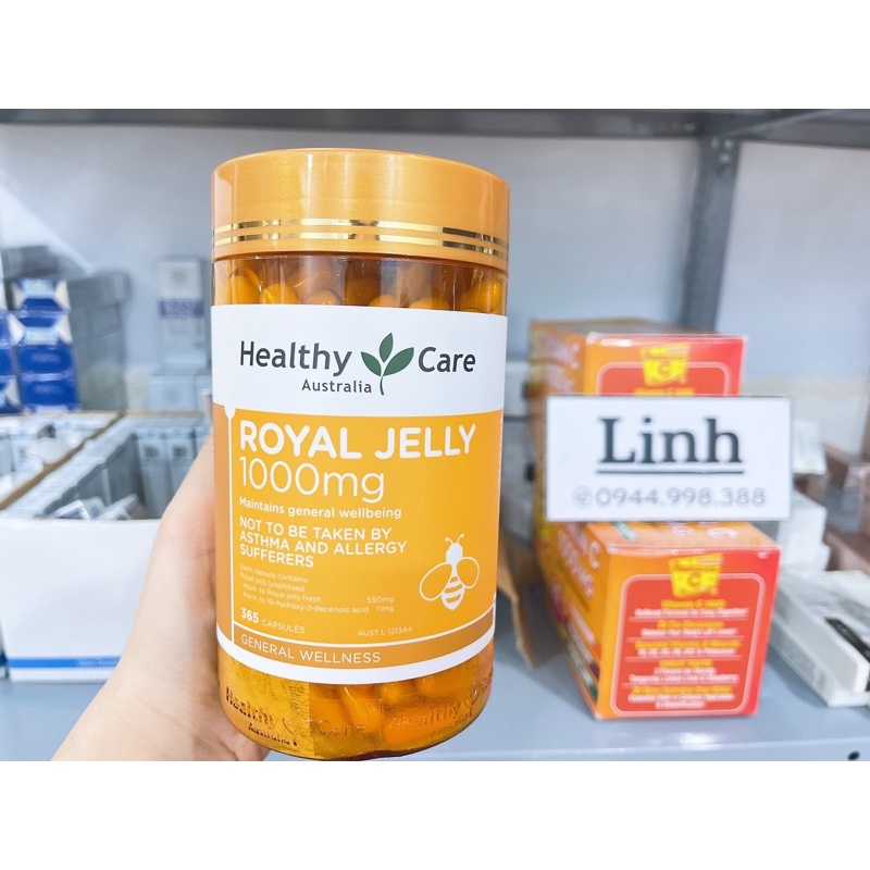 Sữa Ong Chúa [Úc] Healthy Care Royal Jelly 1000 - Bồi bổ cơ thể, làm dẹp da - 365 viên
