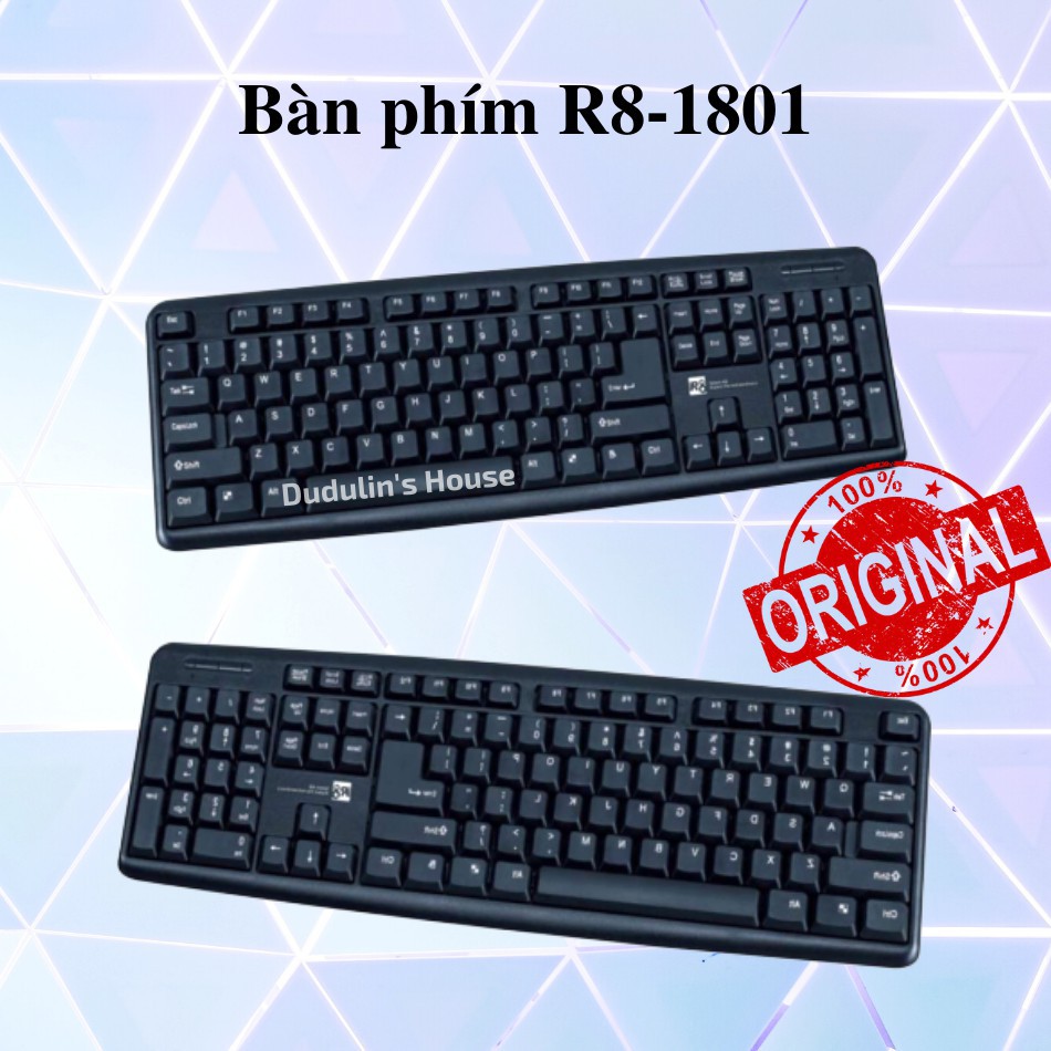 Bàn phím R8-1801 USB Chính hãng chuyên dùng văn phòng siêu bền bảo hành 12 tháng 1 đổi 1