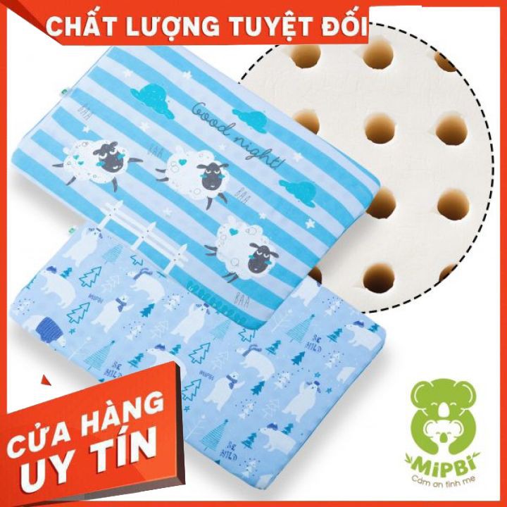 Gối cao su non Mipbi ẤM ÁP NHƯ LÒNG MẸ tặng kèm 1 vỏ gối cao cấp chính hãng