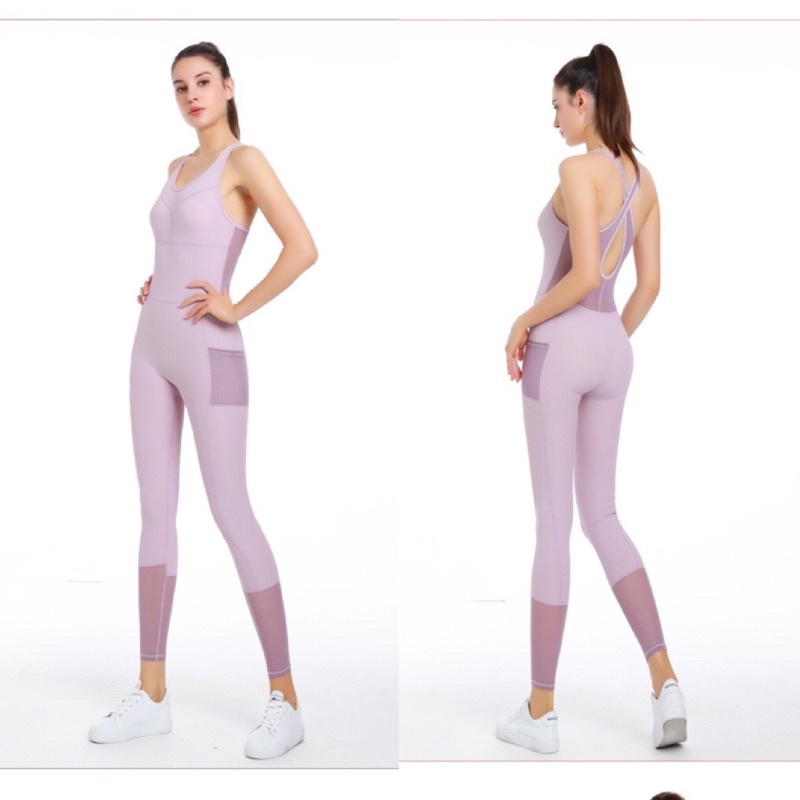 Bộ Jump Yoga Gym Phối Lưới Lưng + LướiChân J43 (Hàng Quảng Châu Cao Cấp)