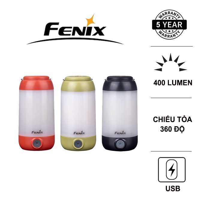 Đèn pin cắm trại FENIX CL26R 400 lumen sạc USB sử dụng 1 pin 18650 2600mAh