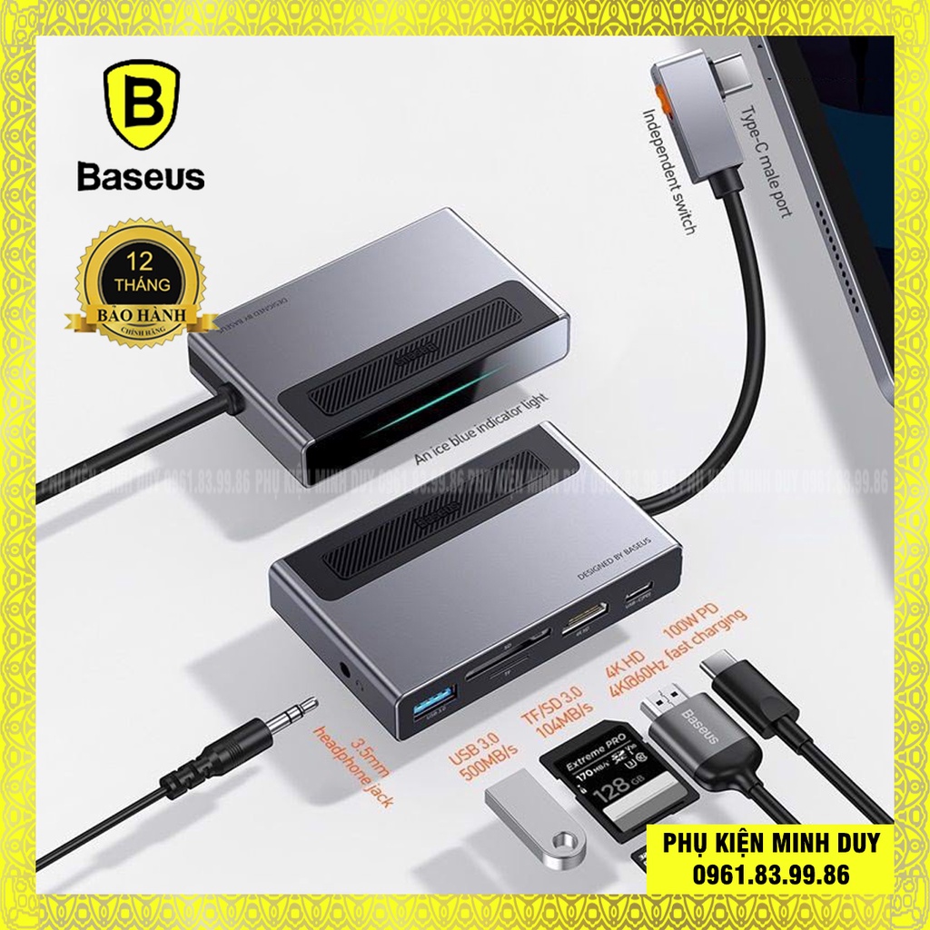 HUB chuyển đổi 6 in 1 Baseus Magic Multifunctional cho iPad/ Macbook and Surface Pro 7 (Type-C to USB 3.0, SD/TF 3.0...)