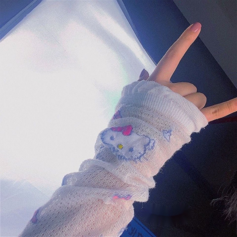 [Hàng mới về] Ống găng tay chống nắng bảo vệ da in hình mèo dễ thương thời trang cho nữ