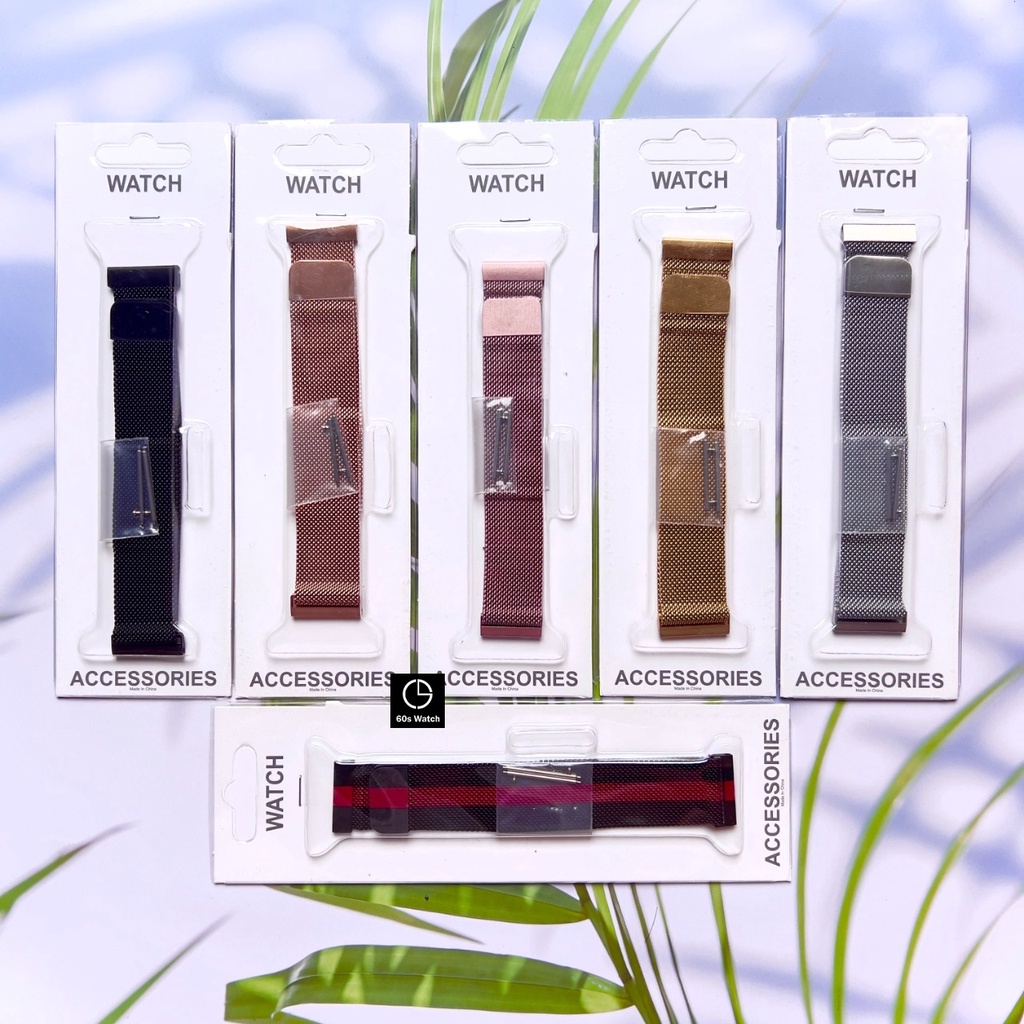 Dây Đeo Đồng Hồ Size 20mm 22mm Kim Loại Lưới Hít Nam Châm [Tặng Chốt Gắn Thông Minh]