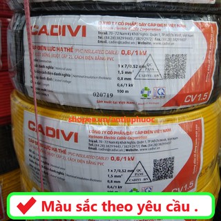 Dây điện đơn Cadivi 1.5mm- Cáp điện lực Cadivi Cv1.5 mm