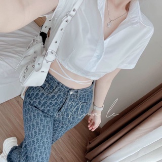 Áo sơ mi croptop dây chéo eo(UN.G.A15)