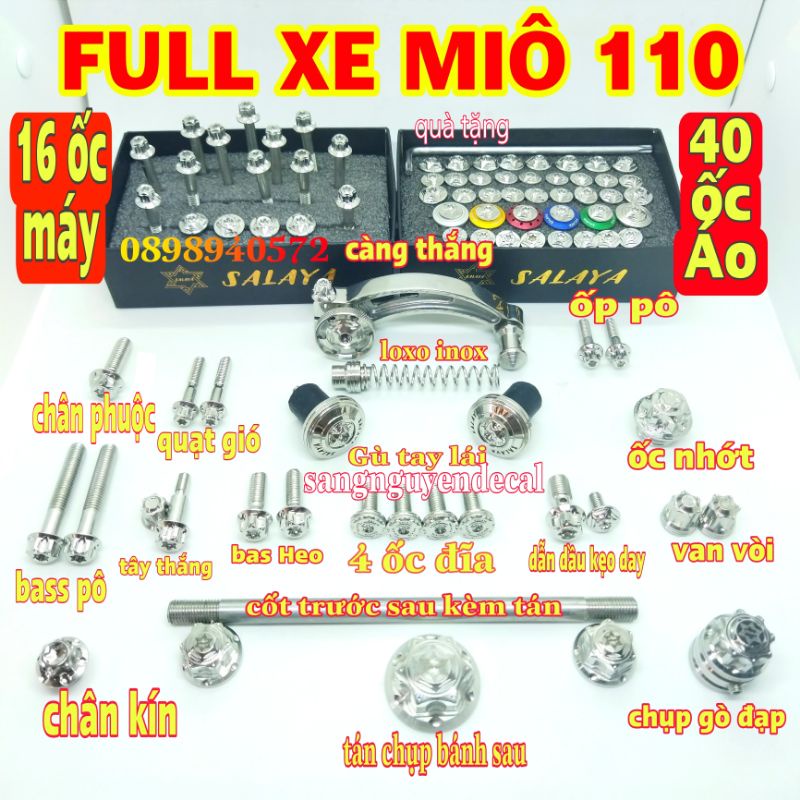 Full ốc inox 304 salaya xe Mio 110