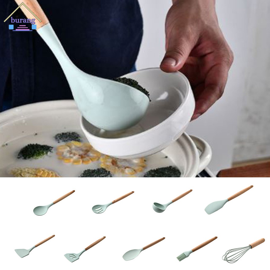 Thìa cán gỗ nấu ăn chống dính tiện dụng chất lượng cao