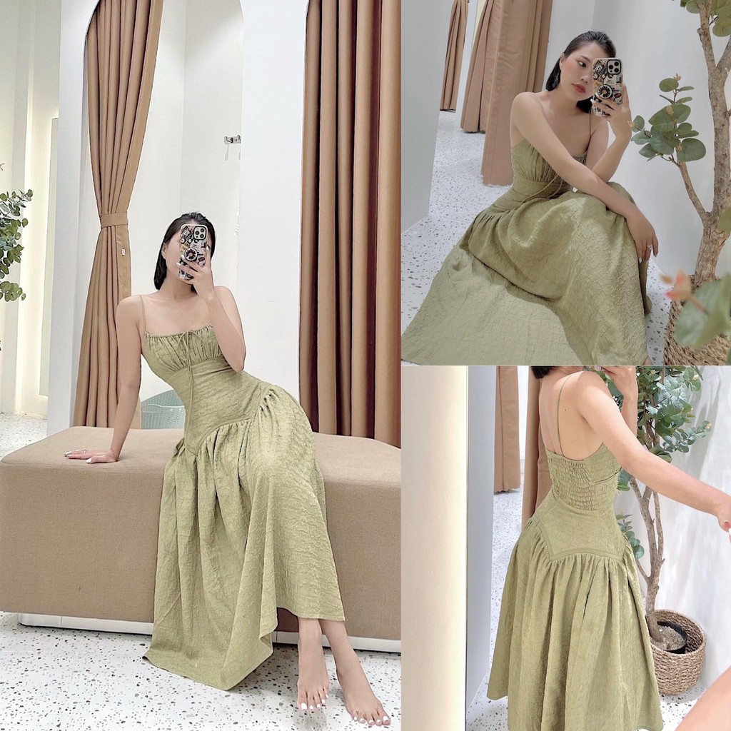 ĐẦM MAXI 2 DÂY SỢI BÚN QUÂY NGỰC THÍCH HỢP ĐI BIỂN DỰ TIỆC | BigBuy360 - bigbuy360.vn