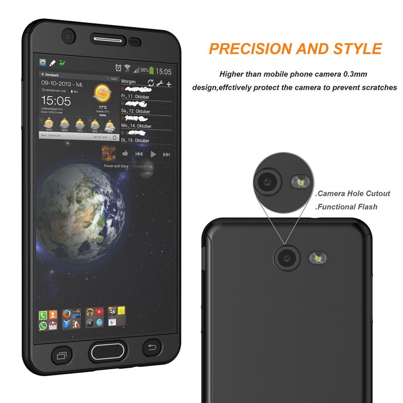 Ốp điện thoại cứng chống sốc + kính cường lực bảo vệ 360 độ cho Samsung Galaxy J6+ J6 J5 J4+ J4 J8 2018 J7 J5 Pro