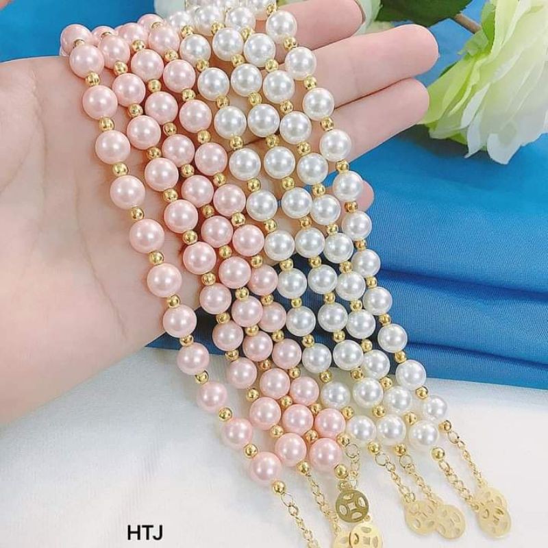 Vòng tay bi bạc mạ vàng 10k