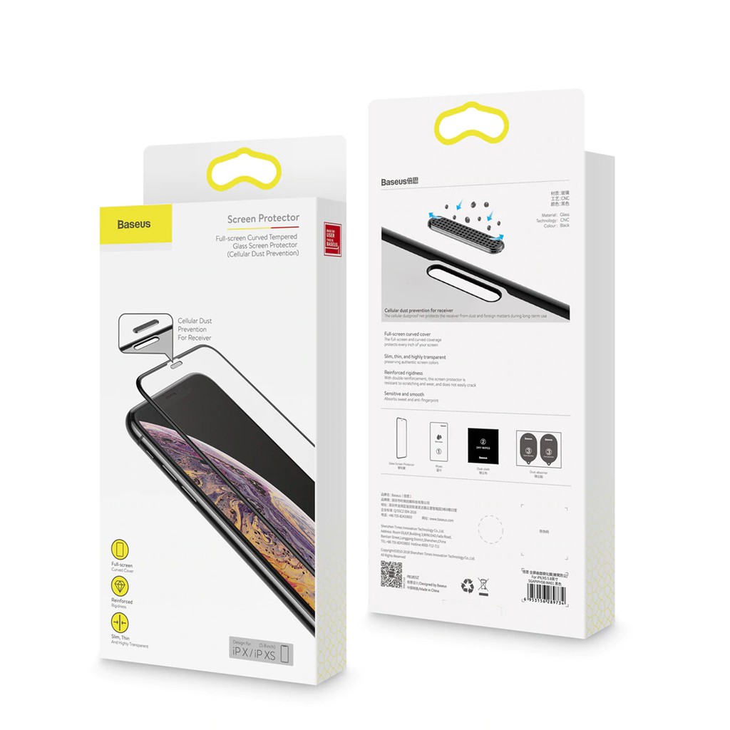 Bộ 2 miếng dán cường lực full màn hình Baseus Screen Protector cho các dòng Táo từ X đến 12 pro max + Kèm ốp viền