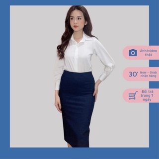 Chân váy công sở, chân váy bút chì dáng dài lưng cao xẻ sau chất thun co giãn dáng ôm, vải đẹp, mặc tôn dáng.