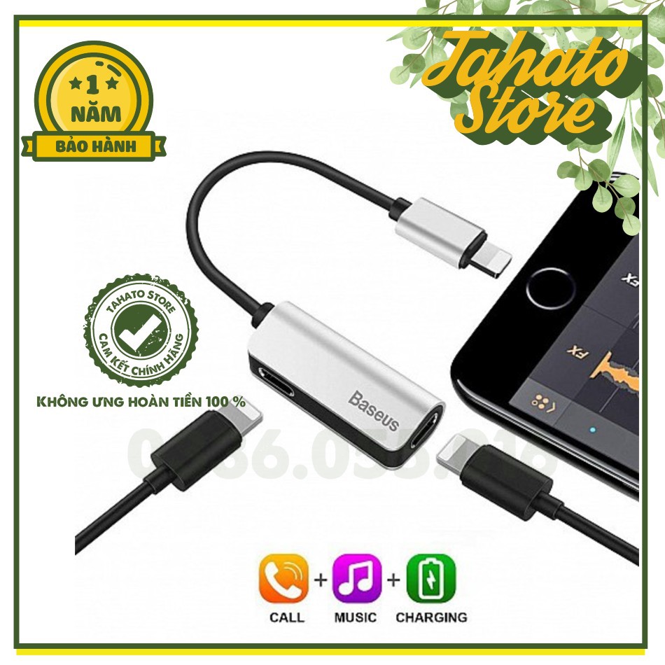 [CHÍNH HÃNG Có Mic] Jack Chuyển đổi Iphone 💎 Vừa Sạc Vừa Nghe💎 Hàng chính hãng Baseus L37 - BH 12 Tháng Chính Hãng