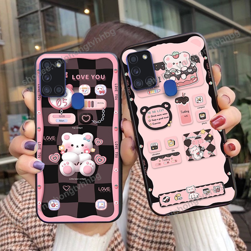 Ốp lưng Samsung A21s gấu/ thỏ trắng , đồng hồ dễ thương cute cực đẹp