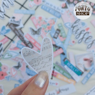 💖 Die Cut Trang Trí Scrapbook Chủ Đề “Romance” – Miếng Cắt Sẵn Tạo Hiệu Ứng Nổi Dễ Thương