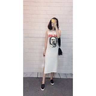 Đầm midi sát nách