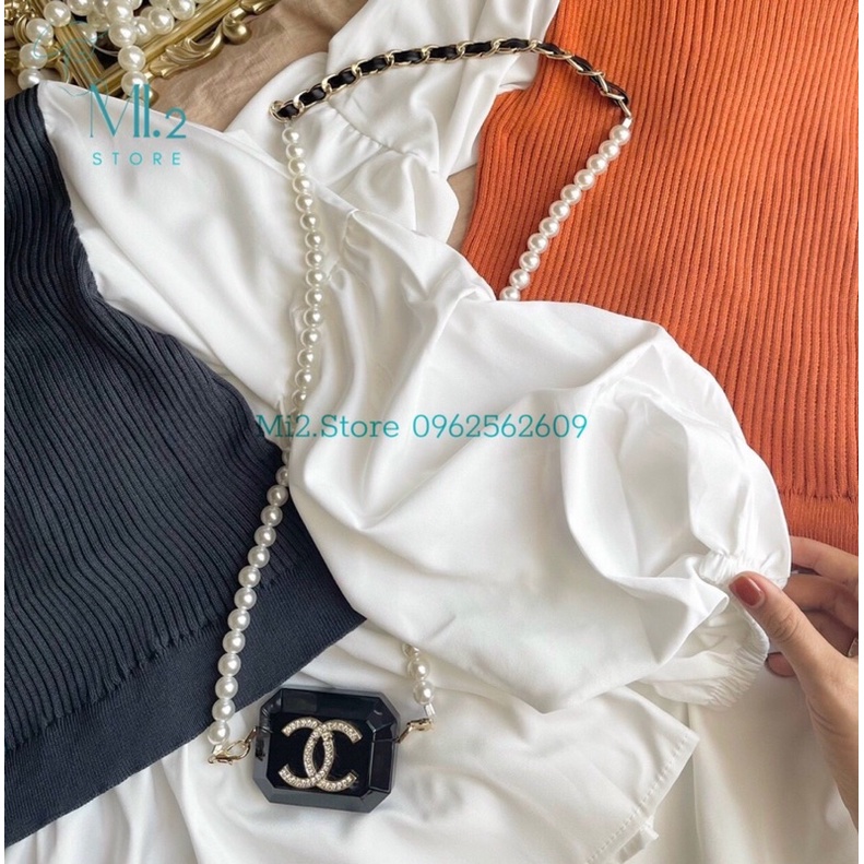 Áo peplum len phối tay kate bo phồng 💗