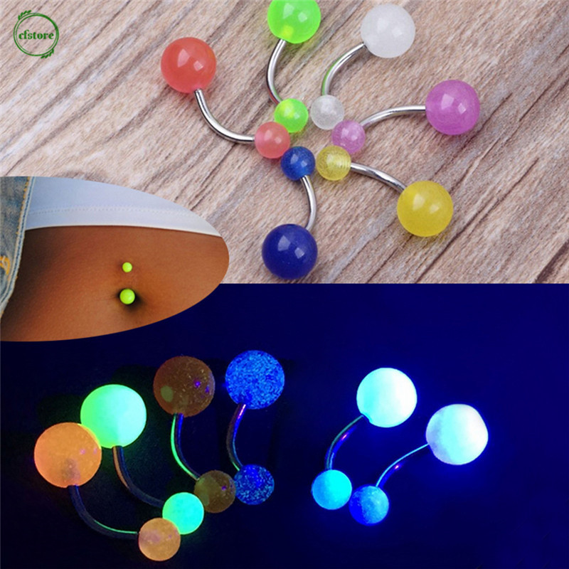 1 Khuyên Rốn Đính Đá Bằng Thép Không Gỉ Có 7 Màu Khác Nhau