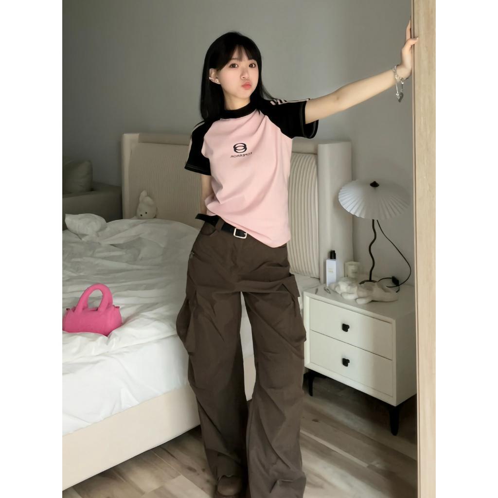 Áo Thun Tay Ngắn Kẻ Sọc Phong Cách Retro Cho Nữ