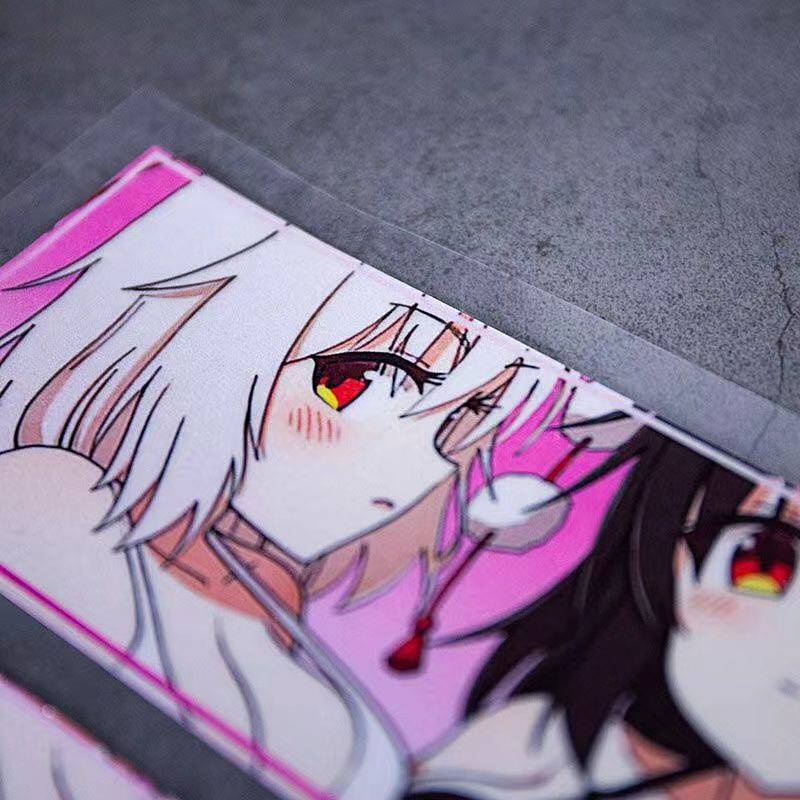 Miếng sticker hình cô gái anime JDM 2D phản quang dán trang trí cản xe chống thấm