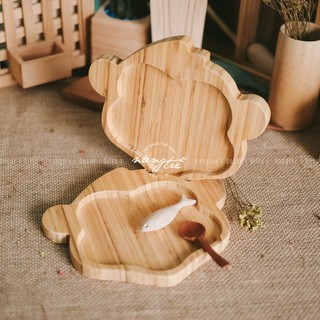 Khay gỗ tre ăn dặm hình con khỉ - Khay gỗ tre
