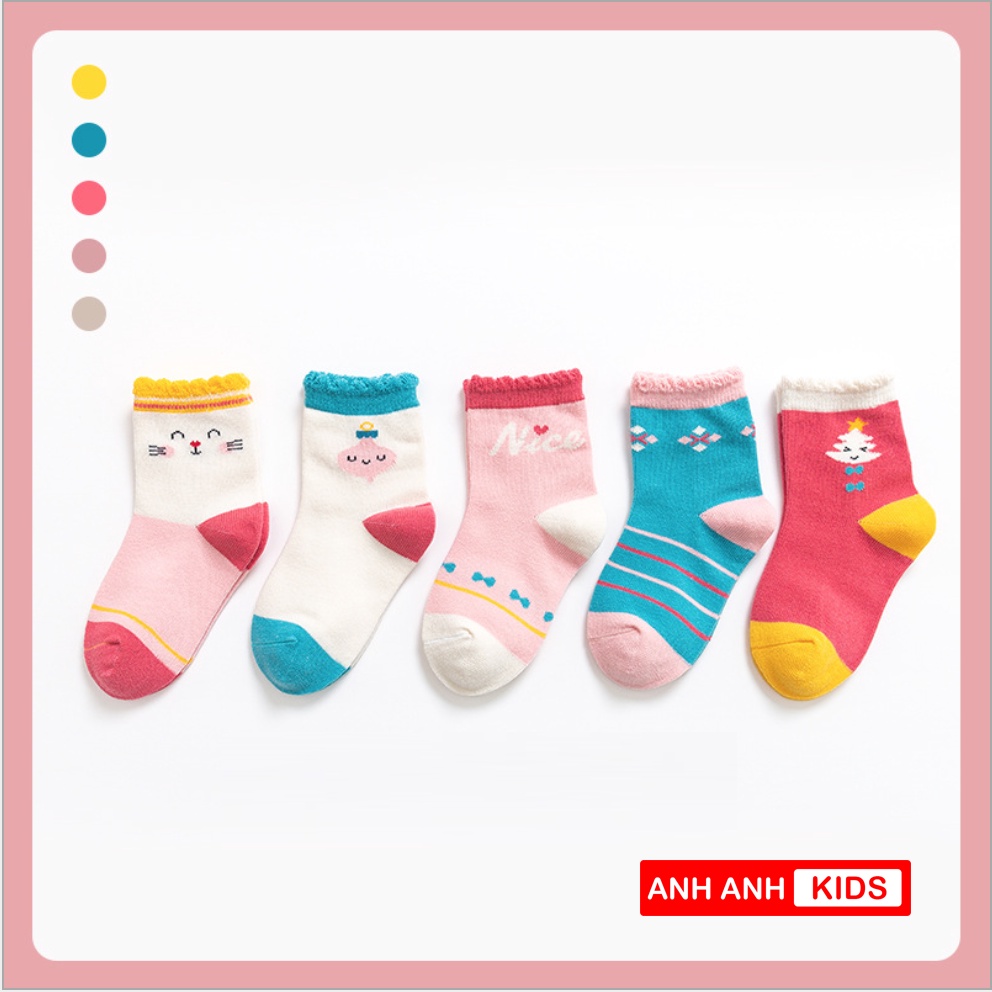 [ Hot 2021] Set 5 đôi Tất cho bé - tất trẻ em chất cotton hàng xuất khẩu- Anhanhkids, Anhanhhome