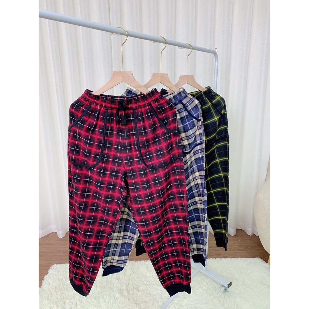 Quần cotton bo gấu dài kẻ nữ Q06.2103 - Thời Trang Gia Đình VT