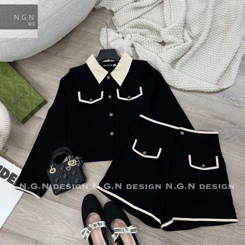 Set Chà Leo Đen Cổ Phối N.G.N