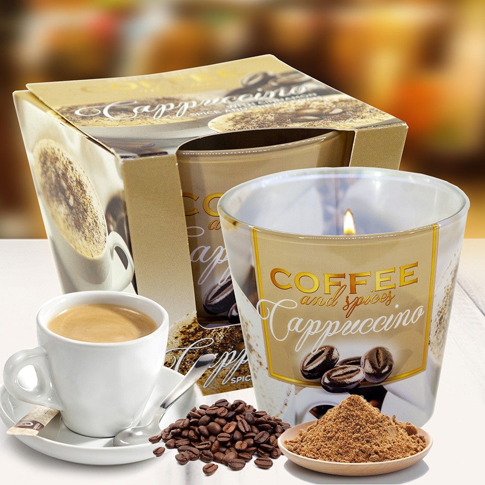 Nến thơm tinh dầu Bartek CÀ PHÊ CAPUCHINO thơm phòng, khử mùi, trang trí 115g - Nến thơm phòng thiên nhiên cao cấp