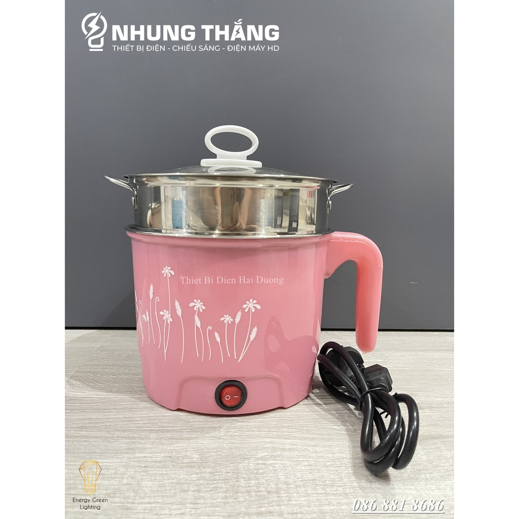 Nồi nấu mì siêu tốc, nồi lẩu điện mini 1-2 người ăn 1,8L size 18cm Lòng nồi inox an toàn LD-182 - Bảo hành đổi mới 1 năm