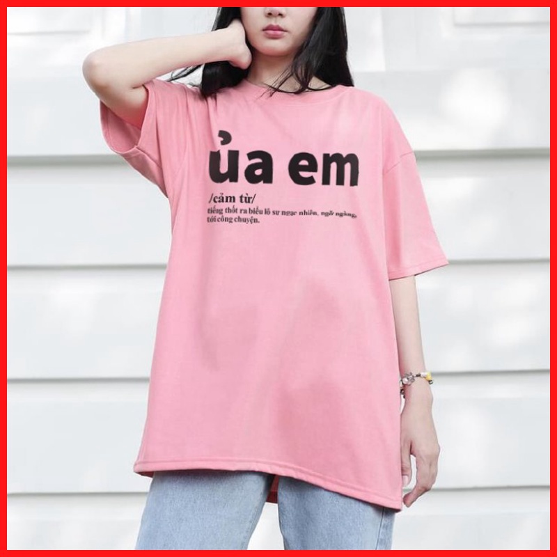 Áo Thun Nữ Màu Hồng Phấn In Chữ ủa em ATN6829 - J.A Shop