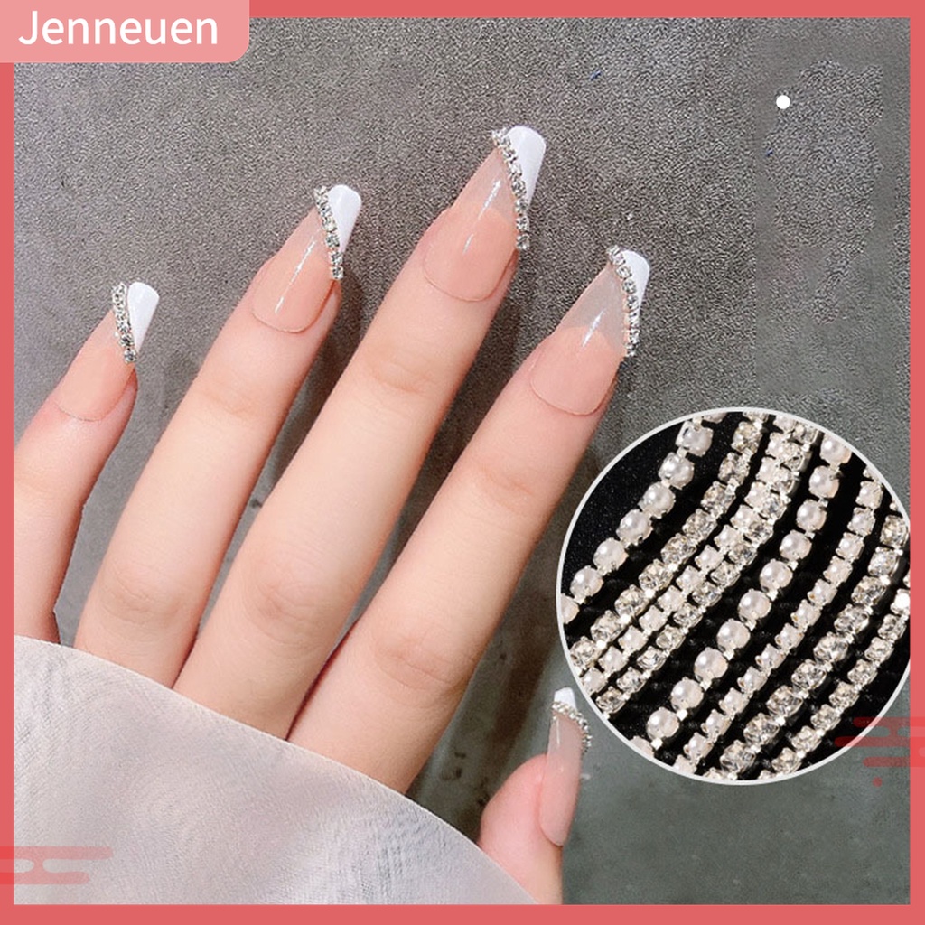 Dây Xích Kim Loại Ba Chiều Đính Đá Trang Trí Móng Tay DIY