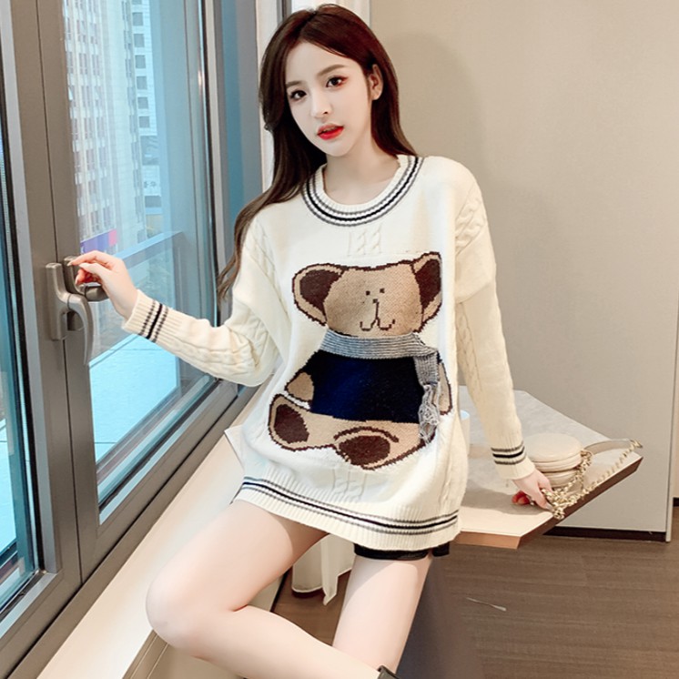 Áo Sweater Dệt Kim Dáng Rộng In Hoạt Hình Coco Kiểu Nhật Bản Thời Trang Mùa Thu Cho Học Sinh