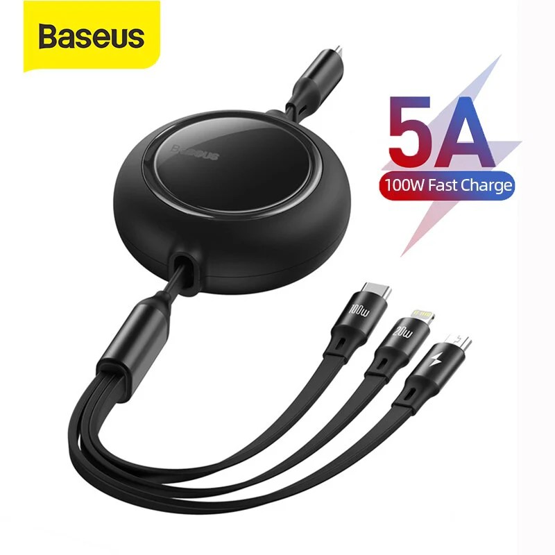 Cáp sạc đa năng Baseus Bright Mirror 3 in 1 M+L+C 100W hỗ trợ sạc nhanh cho điện thoại và laptop