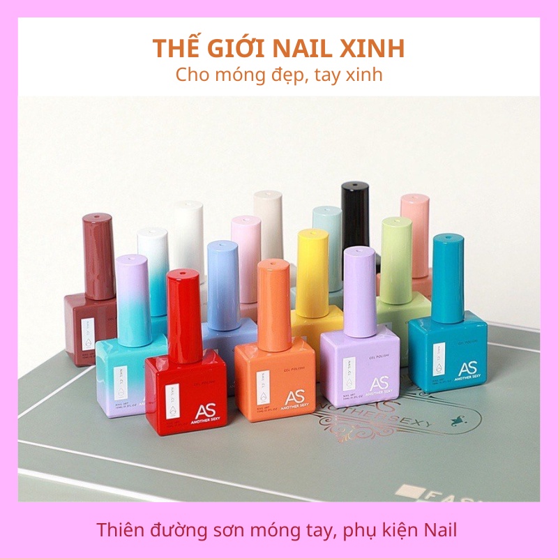 Sơn gel AS mẫu mới chai vuông V13~60 và thạch đen trong THẾ GIỚI NAIL XINH