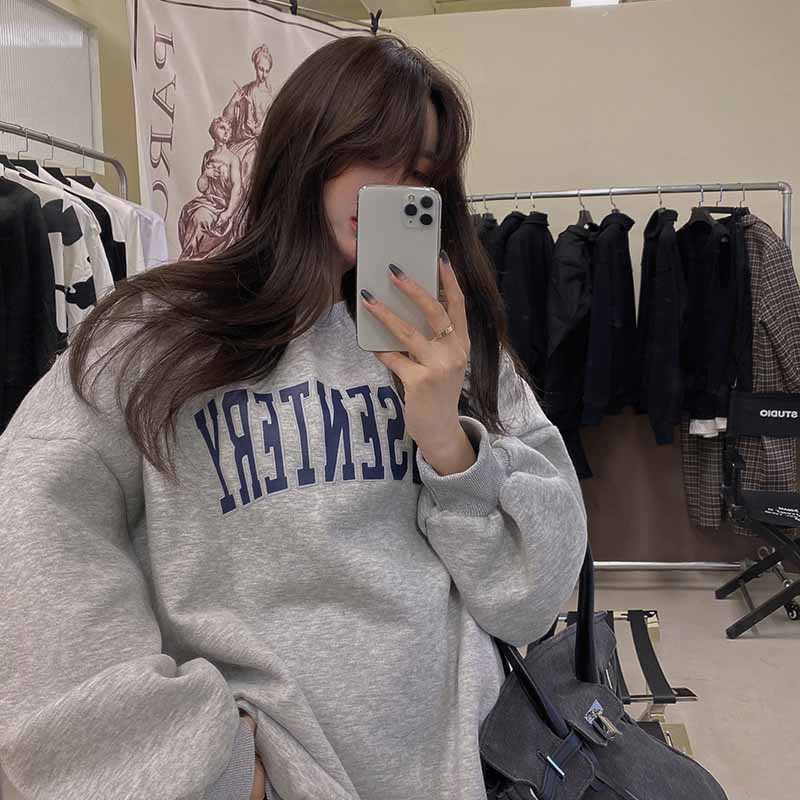 NRVP Áo Hoodie Dáng Rộng Thời Trang Hàn Quốc Đơn Giản Cá Tính Cho Nữ