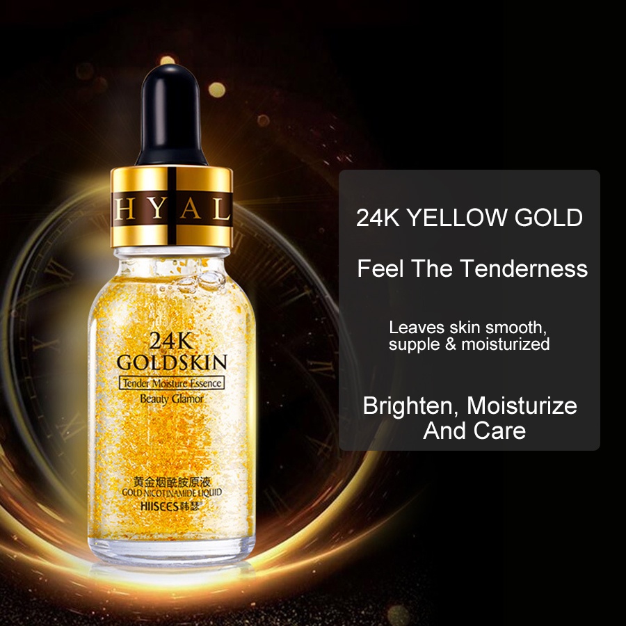 [Hàng mới về] Serum dưỡng da Hllsees 24k Gold Hyaluronic Acid Moisturizer Essence ban ngày chống lão hóa