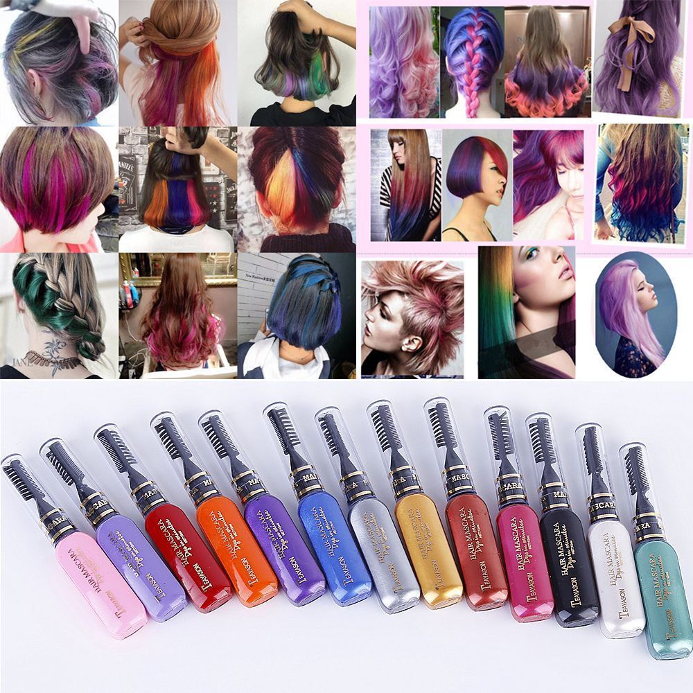 [Hàng mới về] Phấn nhuộm tóc tạm thời DIY gội sạch được với nước tích hợp lược nhuộm hóa trang halloween dành cho trẻ em