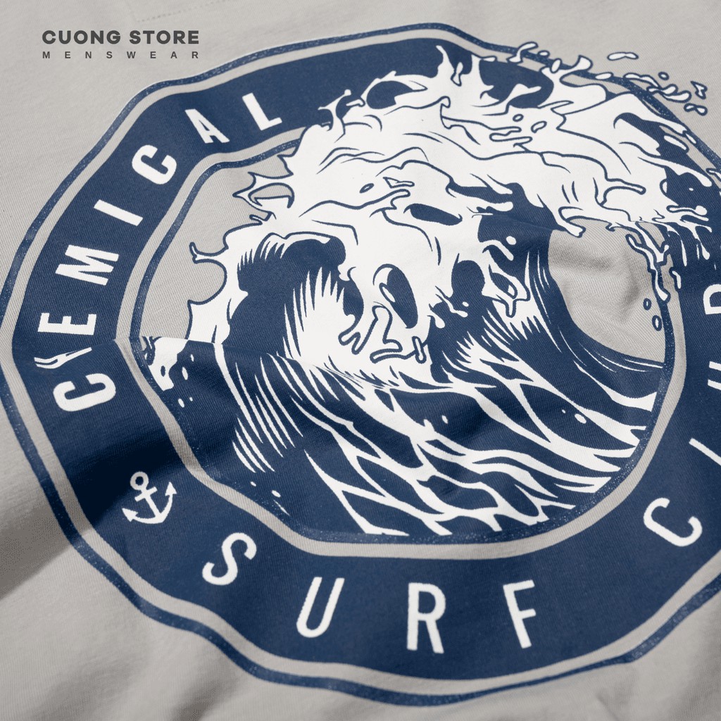 Áo thun cổ tròn unisex Surf Club CHEMICAL 2101018 vải Cotton cao cấp dày dặn form rộng trẻ trung - MENFIT