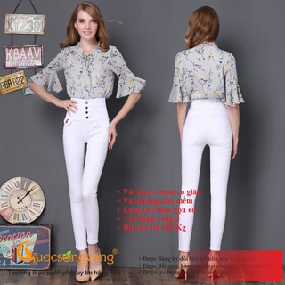 Quần nữ lưng cao co giãn quần jean nữ big size màu trắng GLQ096 Cuocsongvang